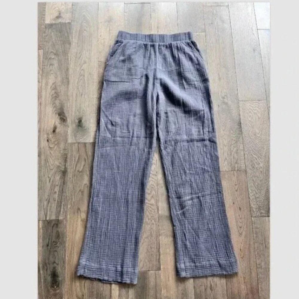 Faherty Dream Gauze Wide Leg Pant Size S Washed Black Gray Organic Cotton Lounge - Picture 2 of 7